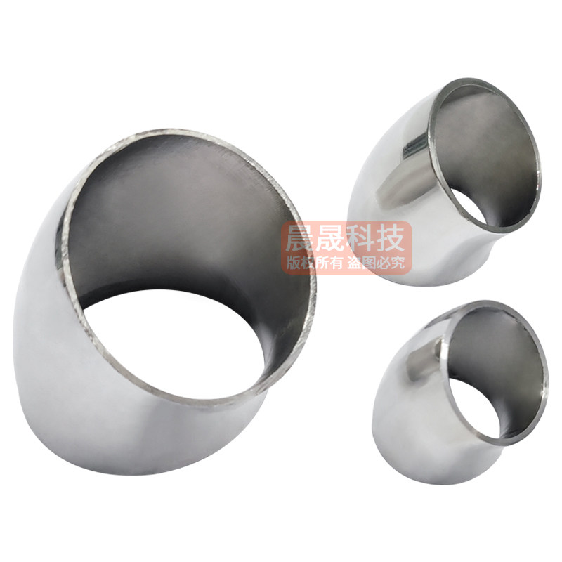 304不锈钢卫生级45度焊接弯头镜面短冲压抛光快装弯管38接头管件