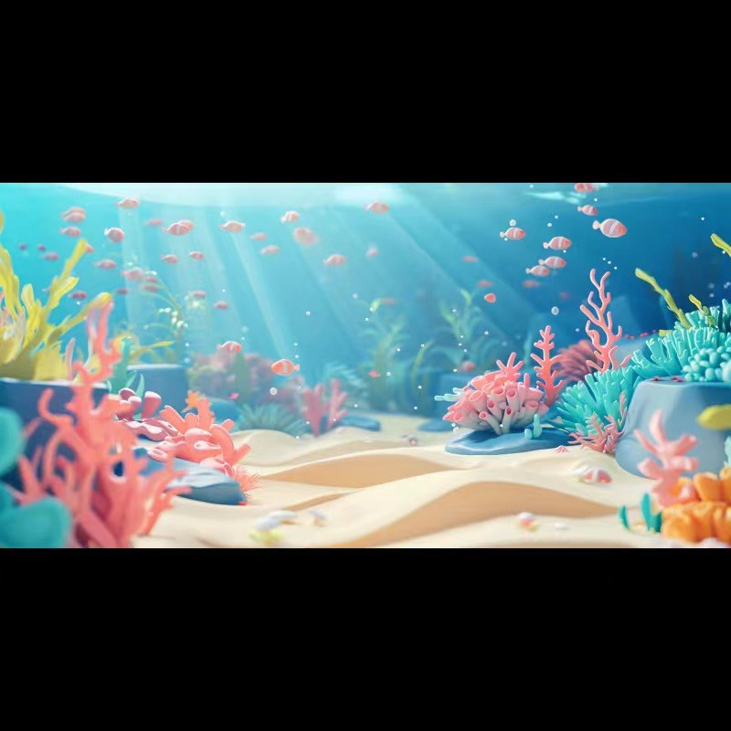 鱼缸背景贴纸定制海洋世界海底高清画水族箱壁纸防水免胶自粘外贴