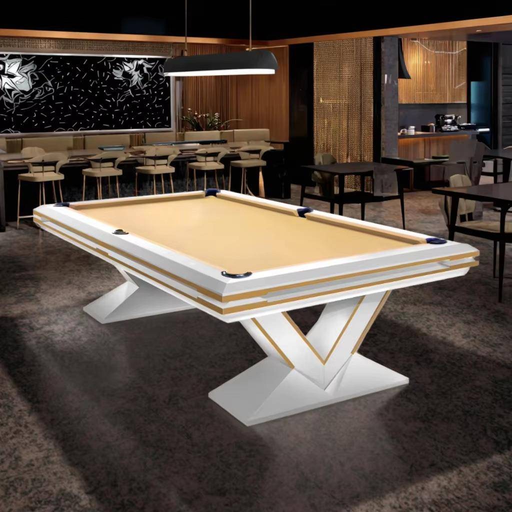 豪华台球桌8/9英尺美式9球台桌V形实木腿大理石板高端球房桌球台