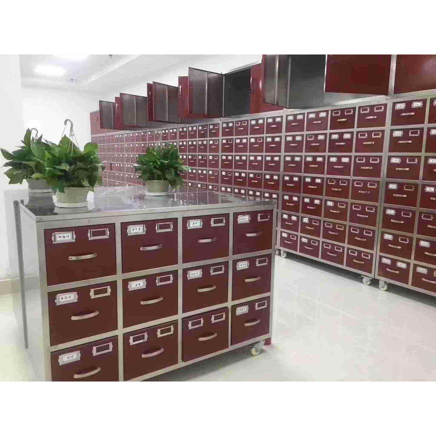钢制柜调剂台药柜架配方颗粒柜药柜多斗柜仿古柜金属