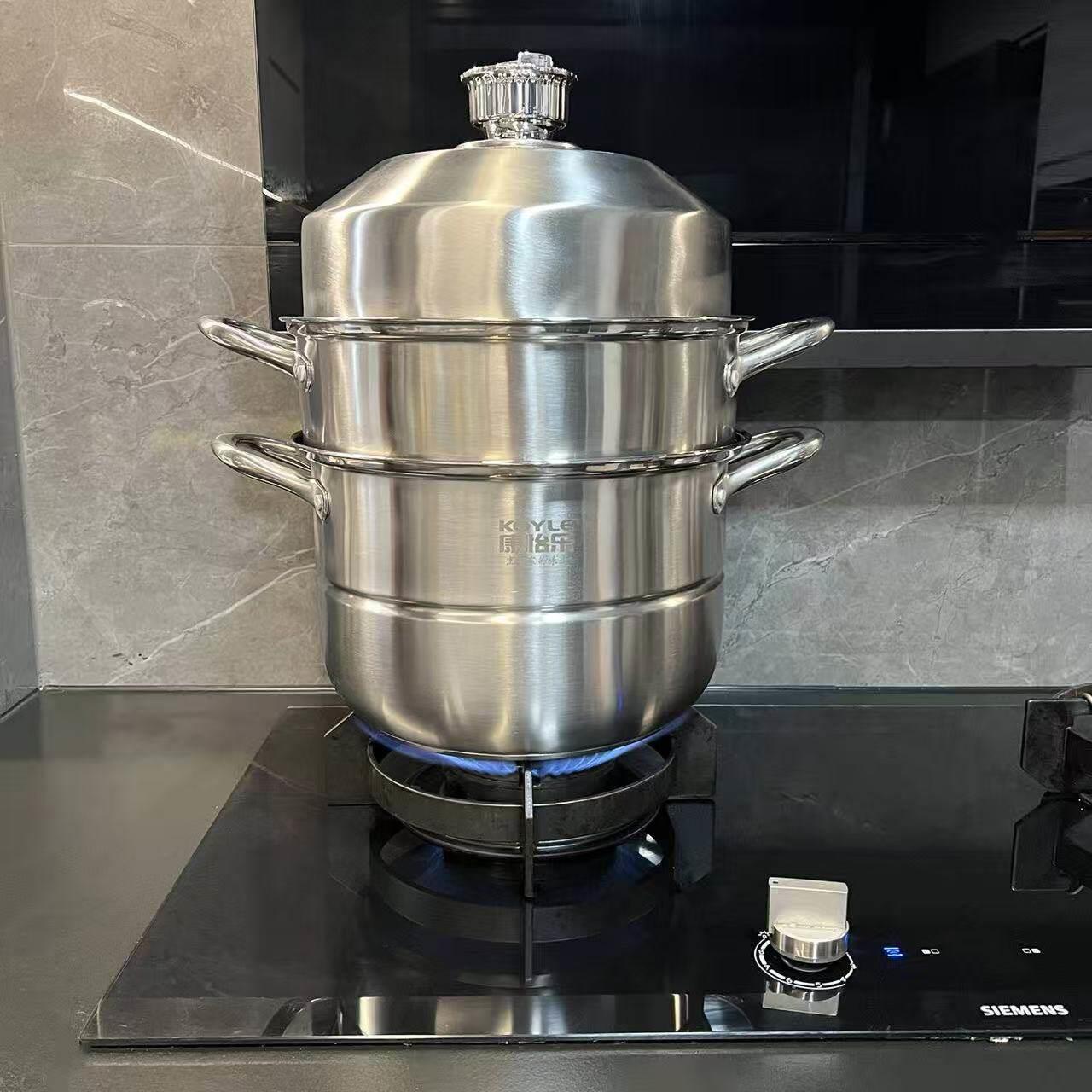 不锈钢可定时蒸锅 30cm直径 304食品级不锈钢