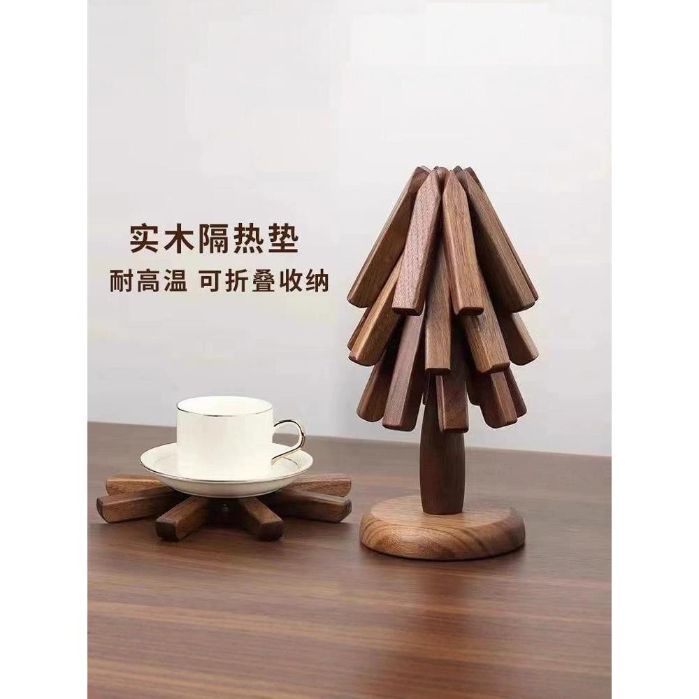 一个树黑胡桃绝缘垫创意圣诞餐垫杯垫木制耐热餐桌餐垫餐桌垫