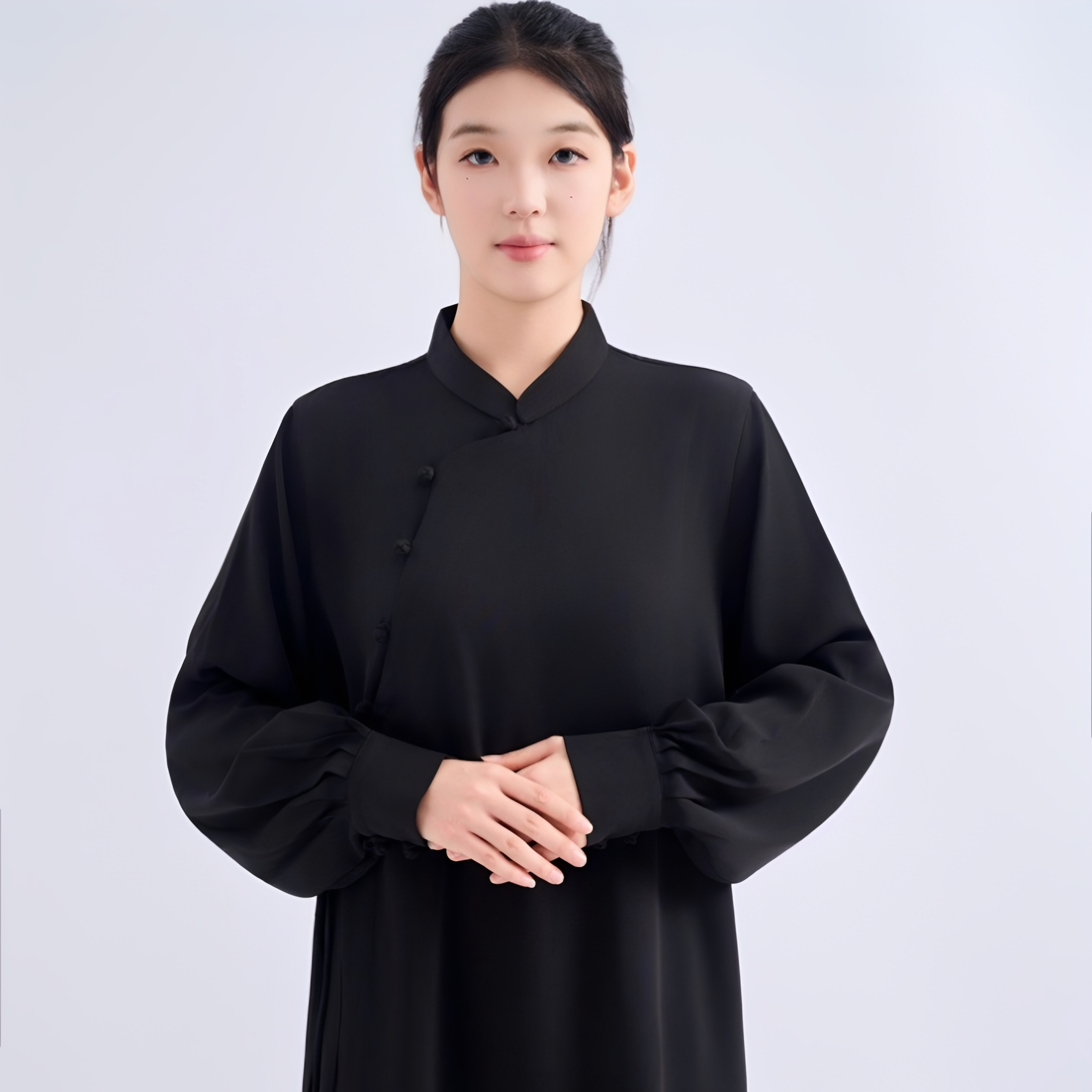 蚕丝麻斜襟新款女士宽松四季适用高端正品太极武术练功表演服长袖