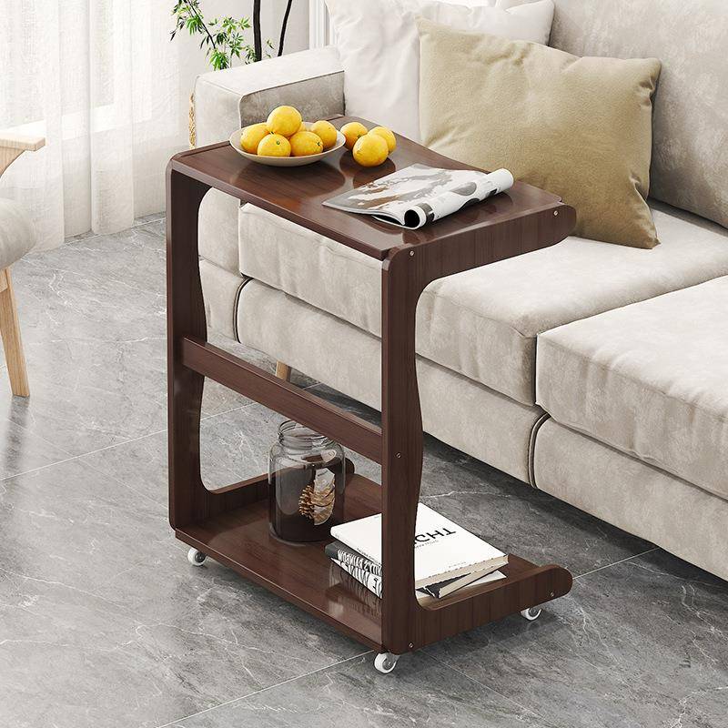 沙发边几可移动带轮小桌子迷你小型茶几客厅日式实木边桌置物架