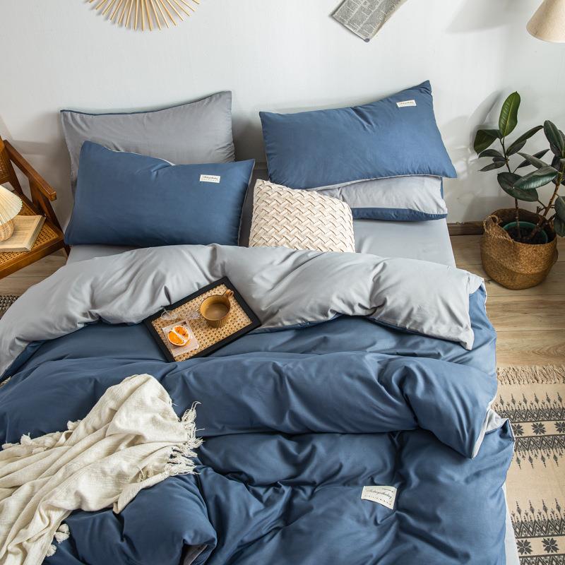 软糯水洗四件套学生宿舍被芯套简约枕套被单床品三件套席梦思家用