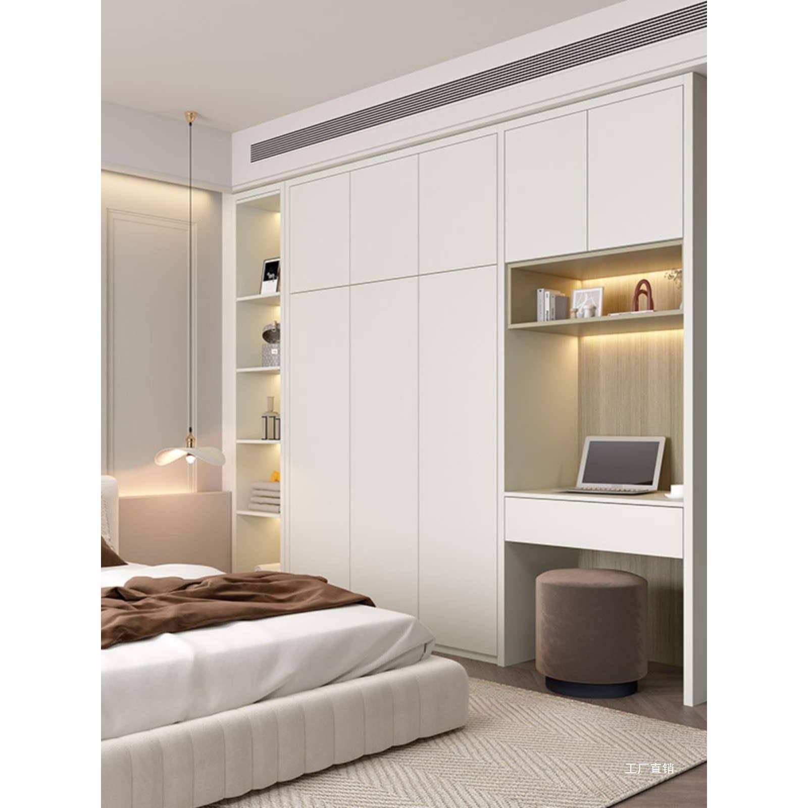 &衣柜带书桌一体卧室家用衣橱简约梳妆台书柜衣帽间组合柜子