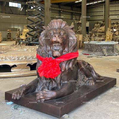 唐县汇丰狮铜雕塑摆件单位门口铸铜全铜欧式狮子大型雕塑装饰