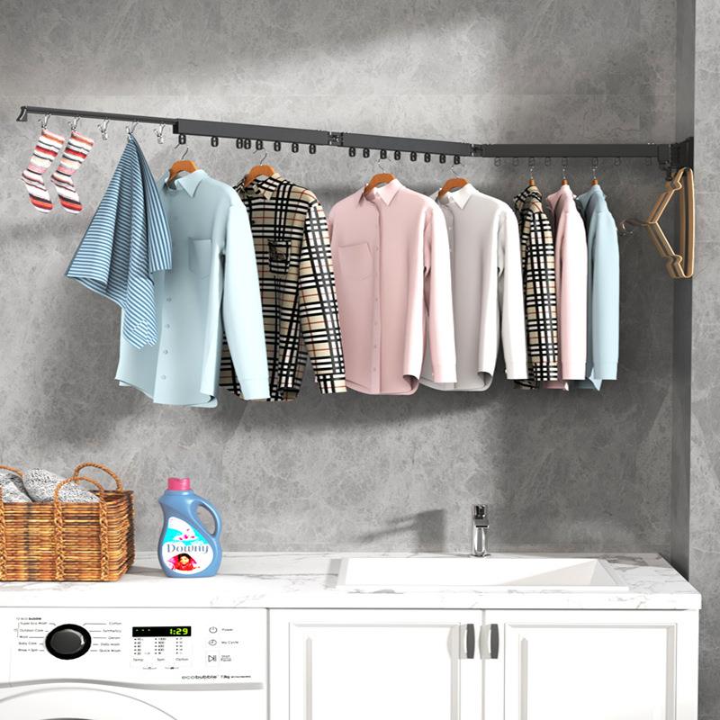 折叠晾衣架壁挂式室内阳台窗外墙面隐形凉衣杆家用伸缩晒被子神器