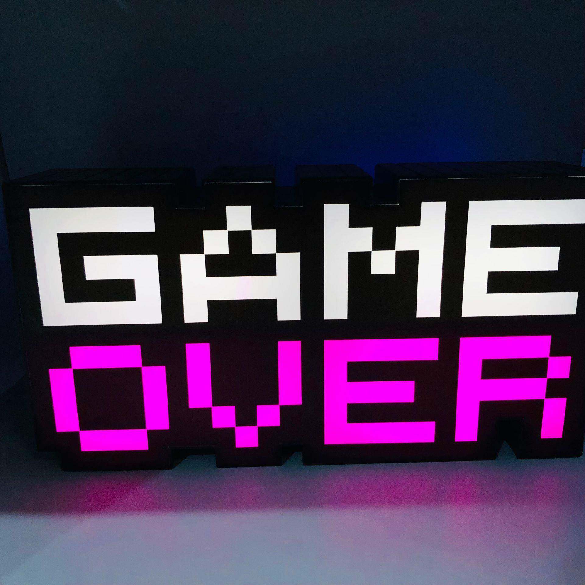 GAMEOVER游戏氛围灯马赛克图标灯三档位调节灯USB变色夜灯拾音灯