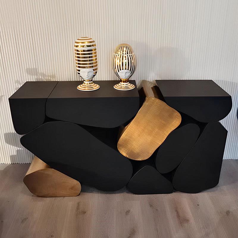 创意轻奢玄关台意式现代靠墙条案不锈钢入户玄关桌设计师别墅家具