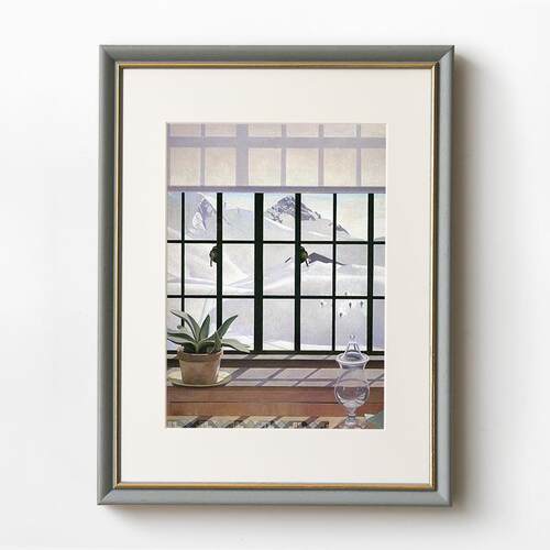 现代简约小众风景装饰画客厅餐厅三联组合挂画窗户绿植创意复古画