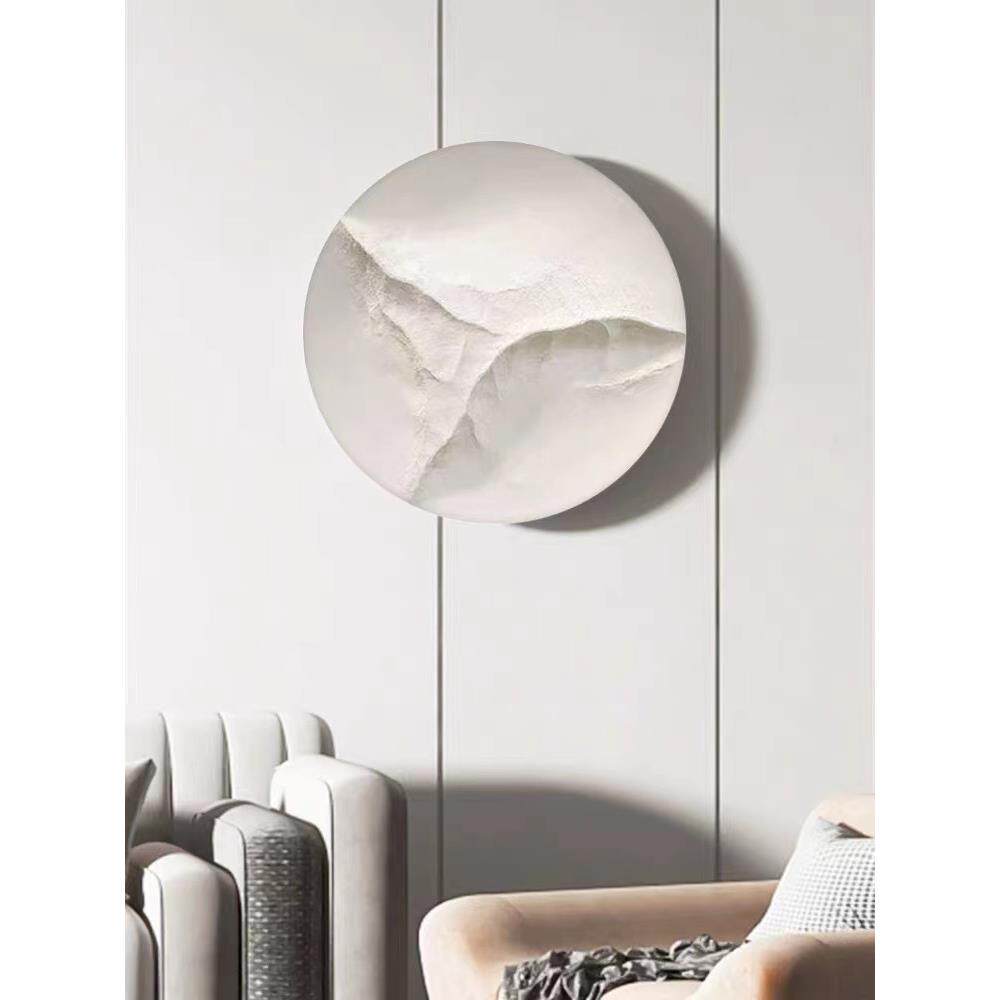 手工木雕圆形玄关进门墙壁装饰画手绘油画立体肌理实物挂画