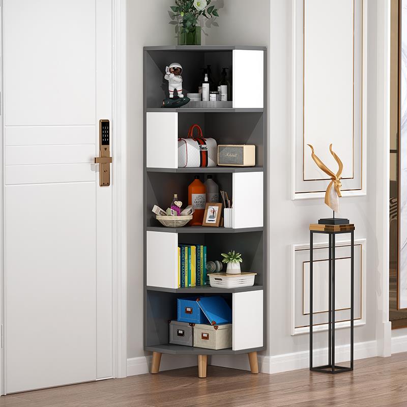 7K墙角三角置物架轻奢转拐角柜落地书架实木客厅现代简约转角储物