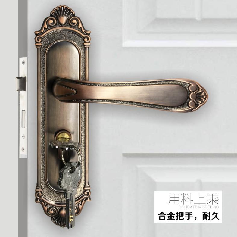 欧式红古铜执手锁具室内卧室静音耐用型房间木门锁面板孔距165mm