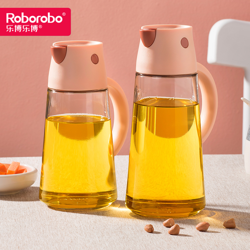 乐博玻璃油壶家用装油瓶防漏油罐厨房欧式自动开合酱醋油瓶调料瓶