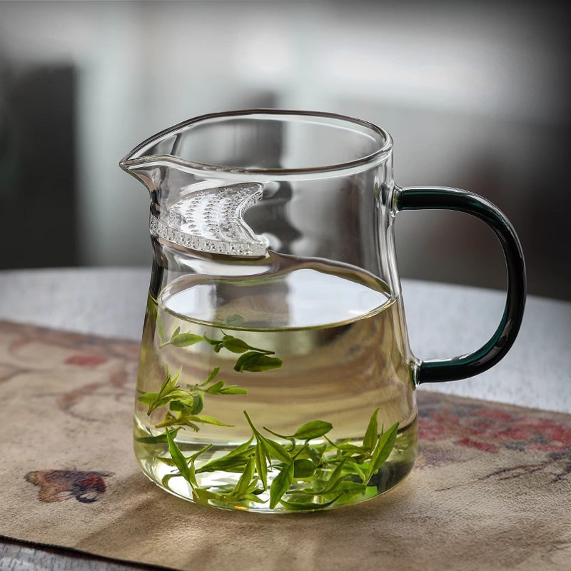 玻璃公道杯茶漏一体绿茶茶具过滤泡茶公杯滤网功夫分茶器一壶