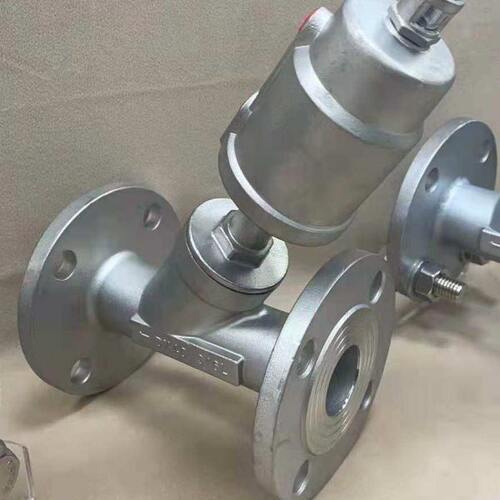 304不锈钢高温蒸汽气动法兰角座阀DN15 20 25 32 40 50 65 80 100