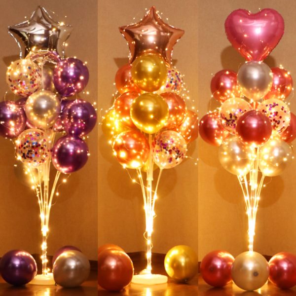 双层加高立柱地飘儿童生日装饰场景布置发光桌飘派对飘空气球支架