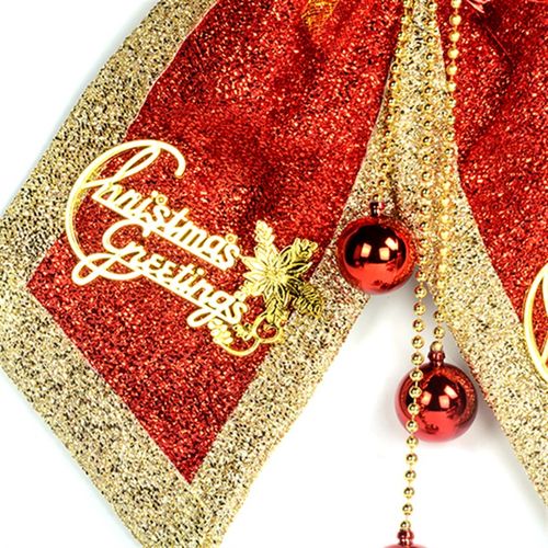 圣诞节装饰品大号红色圣诞蝴蝶结铃铛挂件橱窗玻璃门挂墙挂美陈