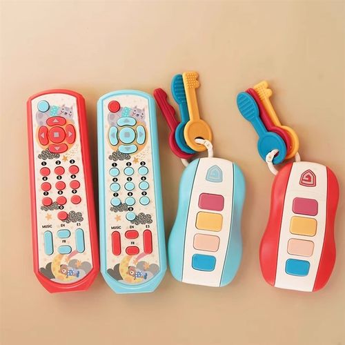 婴儿玩具彷真汽车遥控器钥匙带声光宝宝益智早教软固齿器可入口儿
