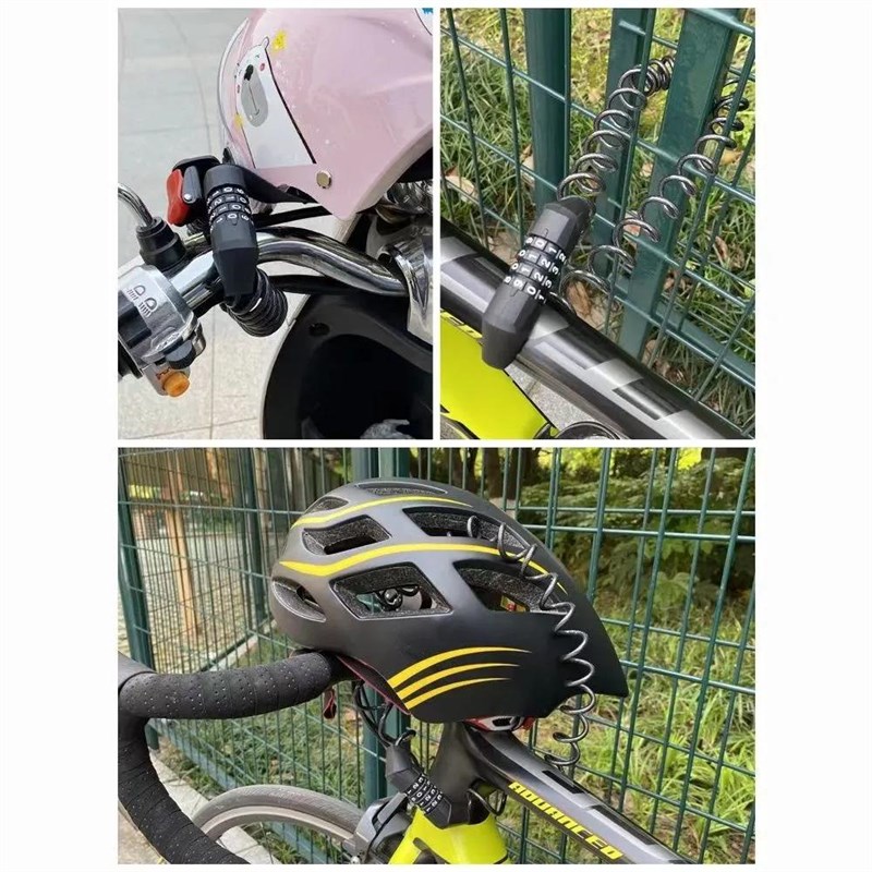 摩托车头盔锁山地自行车锁便携式钢缆钢丝锁电动车头盔密码锁定制