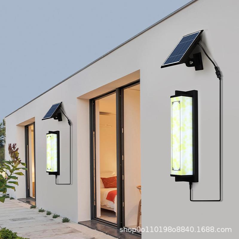 户外防水庭院灯别墅太阳能外墙灯大门两侧壁灯新中式仿云石院子灯