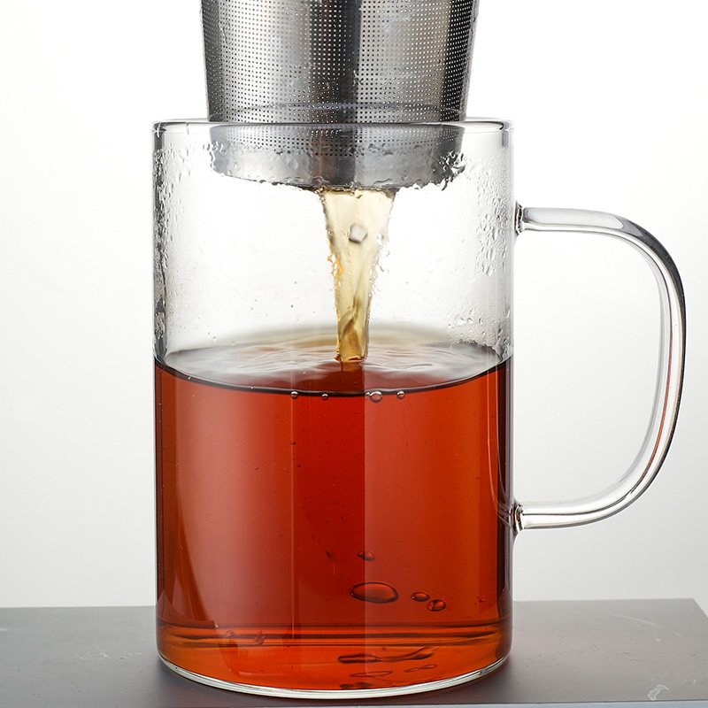 茶水分离杯 泡茶杯办公室 带把手过滤茶叶大容量创意玻璃喝水杯子