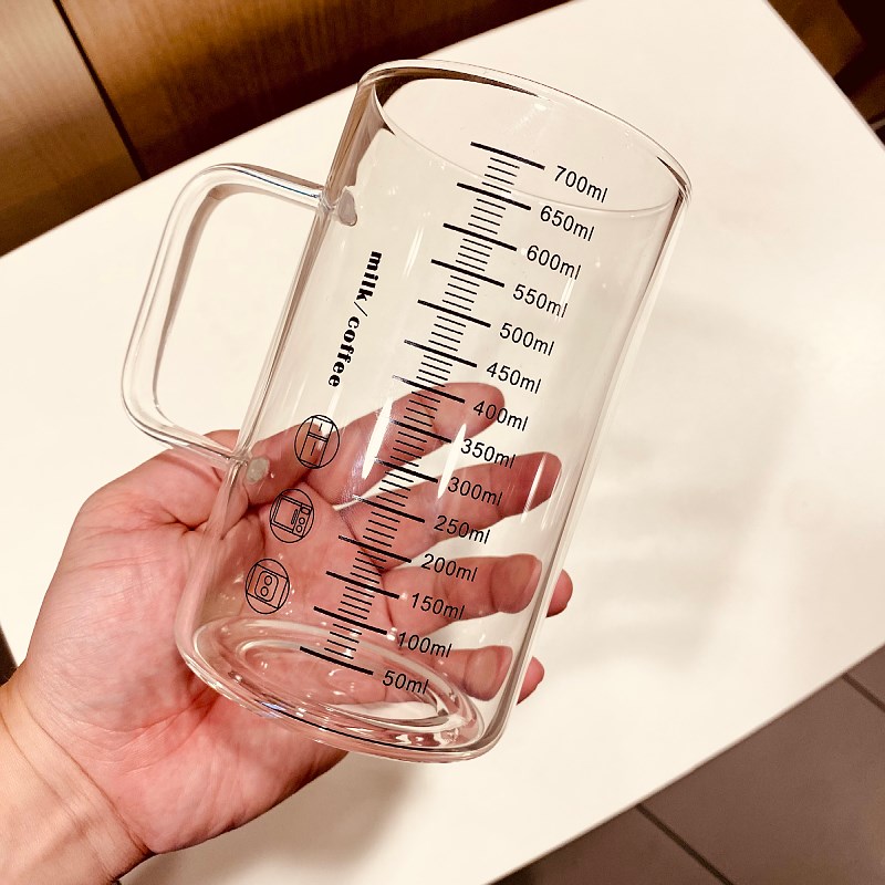 杯子玻璃杯女高颜值大容量泡茶高硼硅把手刻度办公室水杯男800ml