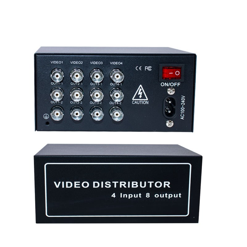 BNC4进8出视频分配器监控纯模拟摄像头四进八出摄像机信号1入2出