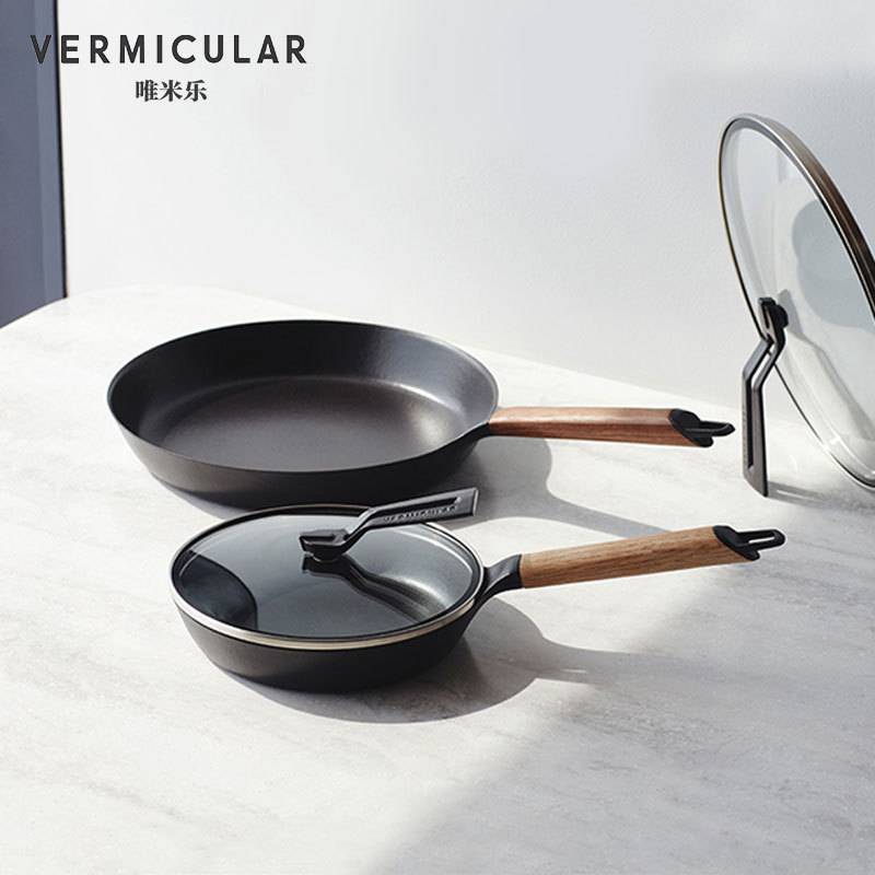 唯米乐VERMICULAR进口超轻无涂层珐琅铸铁平底锅带盖牛排煎锅