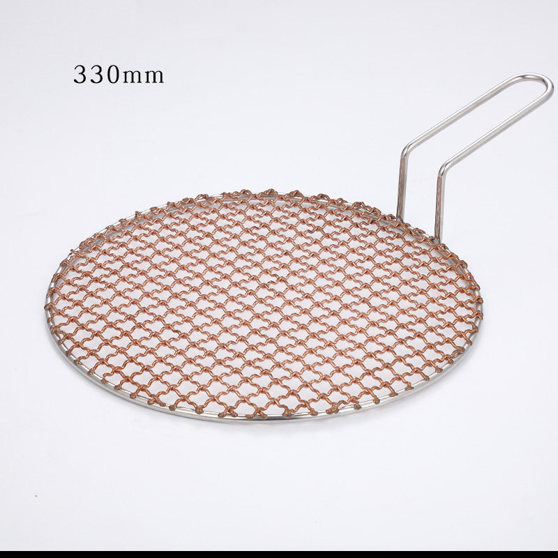 韩式烧烤网330mm不锈钢商用烤肉店圆形篦子家用不粘加粗把手铜网,厨房/烹饪用具,烧烤网,淘宝优惠券,粉丝福利购,淘宝优惠卷