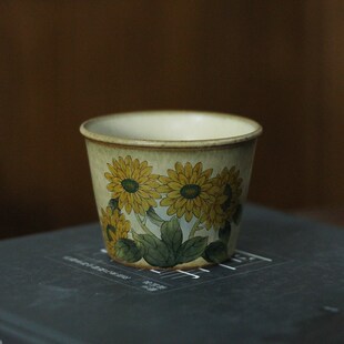 手绘中式绣球花文创礼品陶瓷小茶杯送朋友长辈中秋节礼品小茶碗