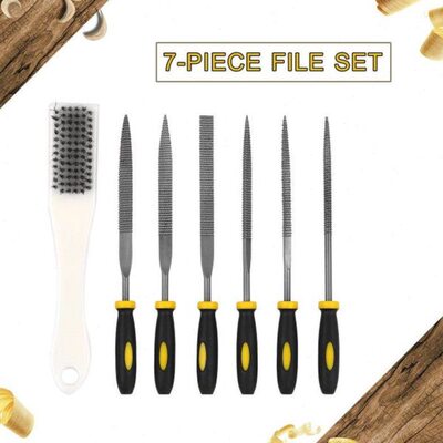 7-Piece File Set Includes 1 PCS Brush 1 PCS Square/Round/Hal