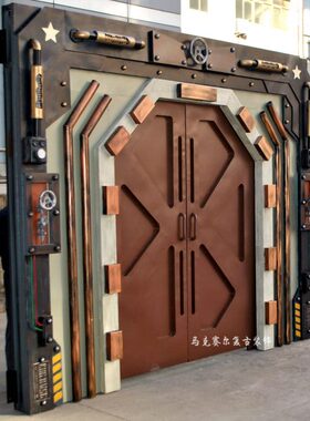 铁艺复古科幻太空门工业风大门酒吧餐厅个性创意对开门定制网红门