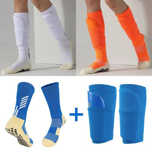 弹性足球插板口袋双层袜套成人大童款无底板套专业防滑运动袜子