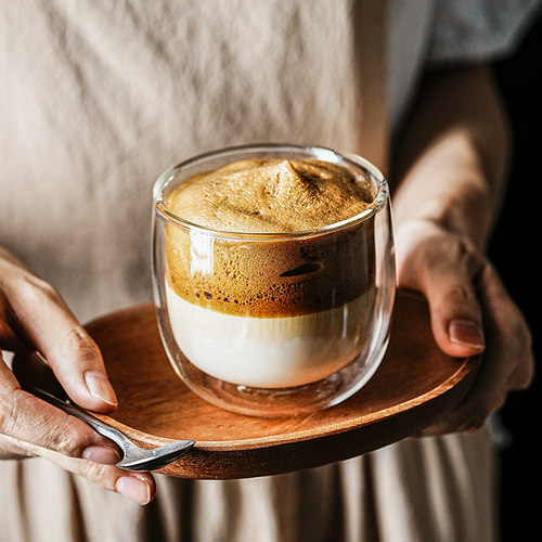 简约透明咖啡杯双层玻璃杯无铅防烫喝水杯子家用精致dirty拿铁杯