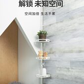 浴室置物架卫生间顶天立地不锈钢可旋转免打孔三角可伸缩收纳架子
