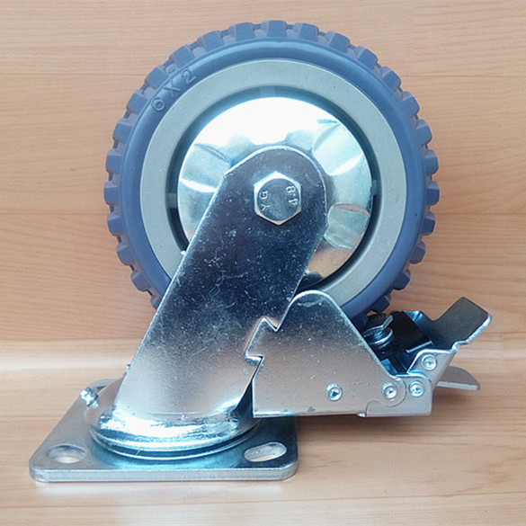 6寸重风火型聚氨酯轮双刹车万向轮耐磨脚轮 300KG