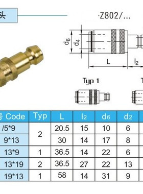 厂家供应德标HASC0 Z802/5*9 9*13 13*9 13*19 19*13模具快速接头