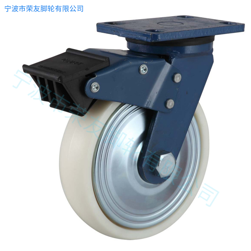载重一吨加重型4 5 6 8寸纯尼龙PA万向刹车轮耐磨防缠绕活动脚轮