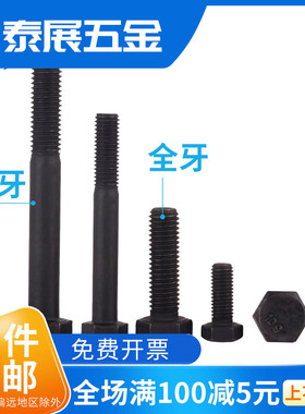 外六角螺丝发黑10.9级公高强度外六角螺栓 M10M12M14-M30六角螺钉
