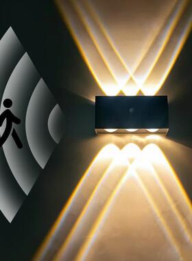 跨境感应壁灯创意上下发光户外走廊过道卧室门口LED铝材墙壁灯