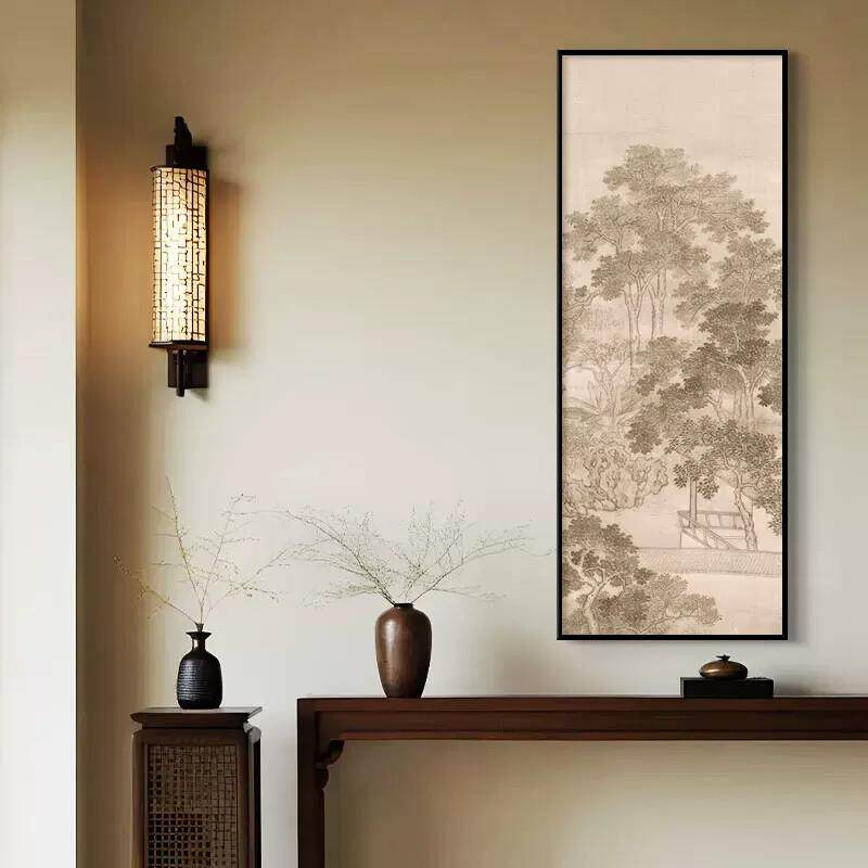新中式装饰画墙壁艺术装饰品竖版中式客厅挂画简约书房氛围布置