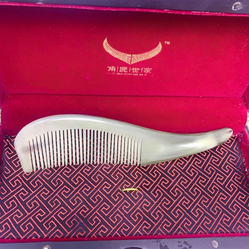 牛角梳纯天然纯手工角尖牦牛角梳防静电家用便携18-20cm