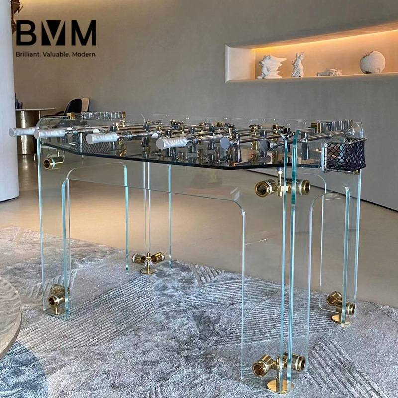 bvm透明钢化水晶玻璃桌上足球机亚克力标准成人桌上足球台