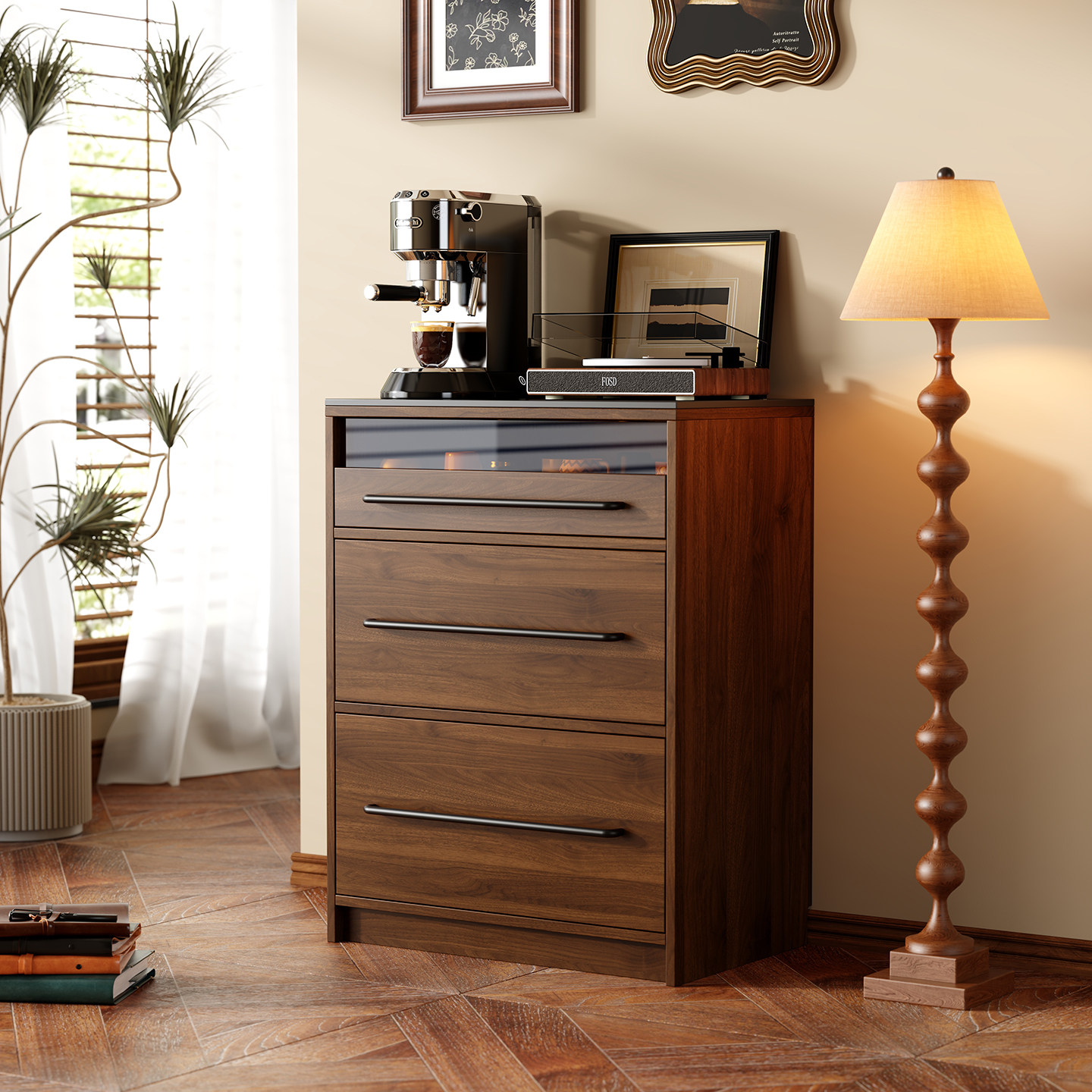 中古风全实木餐边柜茶水柜咖啡柜子客厅斗柜靠墙咖啡机置物柜茶柜