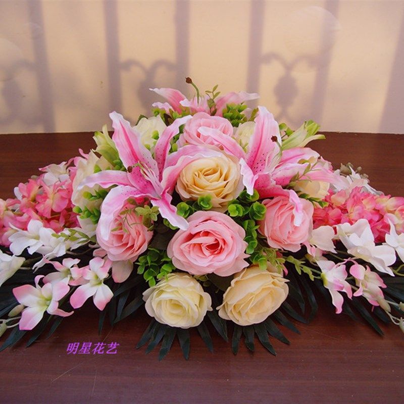仿真会议桌花假花商务用花台桌花办公室桌花前花台式花假长顺丰