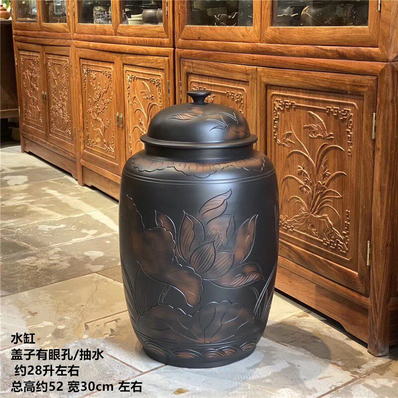 云南茶叶罐大号水缸茶缸家用米缸饼茶缸普洱散茶缸陶瓷罐