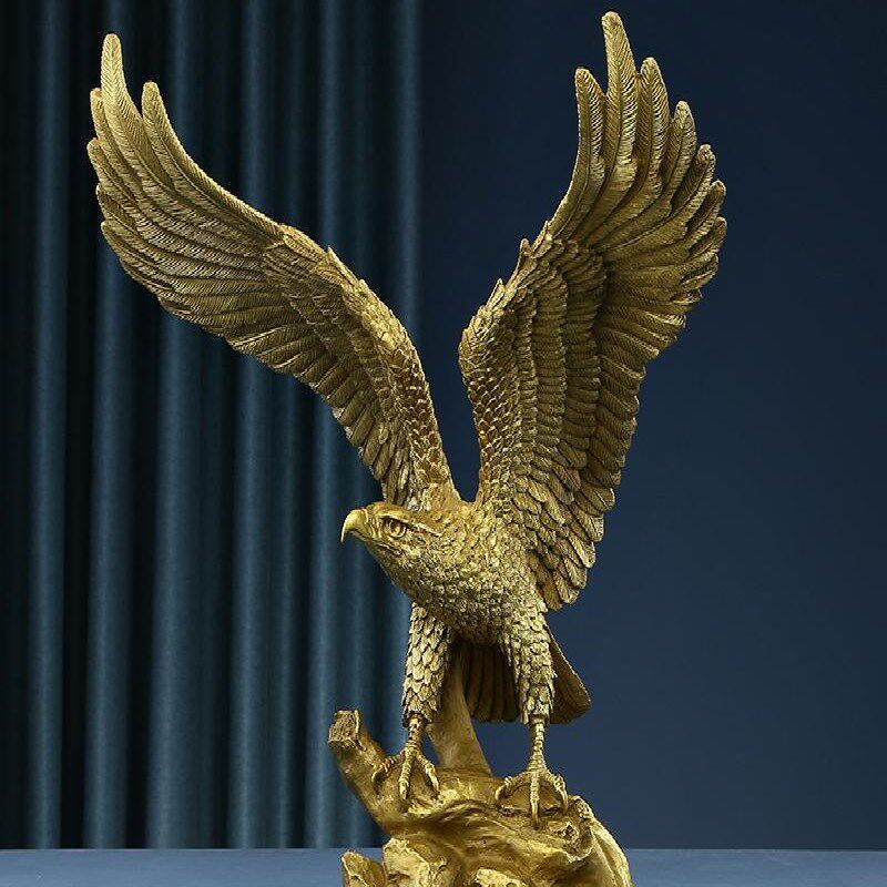 黄铜摆件 大鹏展翅鹰摆件铜工艺品 客厅桌面玄关装饰品