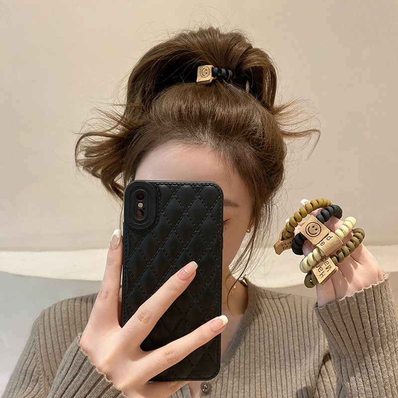 笑脸电话线发圈女高弹力皮筋扎头发头绳耐用不伤发发绳20Z23年新